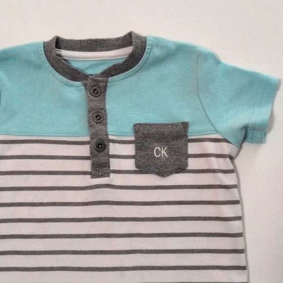 calvin klein jeans striped pocket henley t-shirt 18 months baby toddler boys - Picture 2 of 6